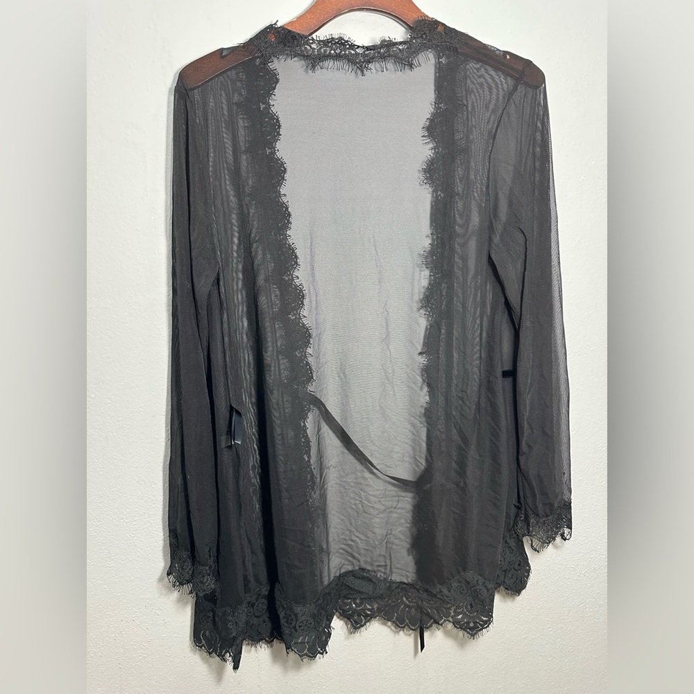 Ch la la Cheri Paris Elegant Black Lace Trim Robe size L- XL - Picture 8 of 8